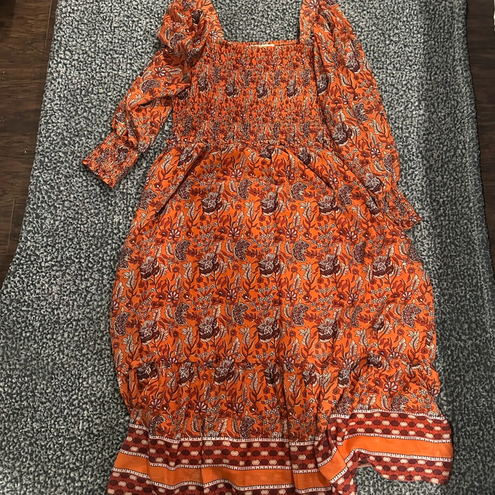 ARULA Orange and Purple Floral Maxi Dress